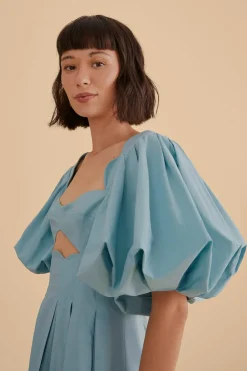  GREY BLUE CUT OUT MIDI DRESS