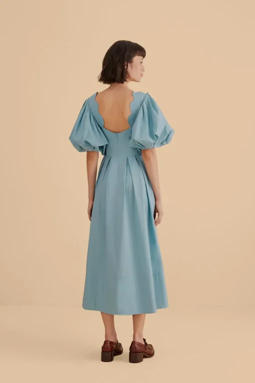  GREY BLUE CUT OUT MIDI DRESS