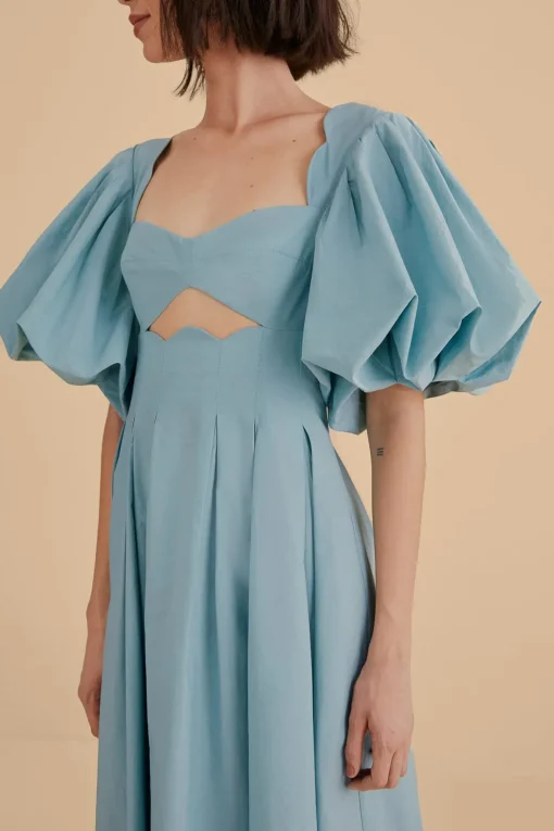 GREY BLUE CUT OUT MIDI DRESS