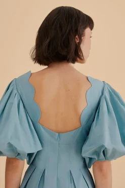  GREY BLUE CUT OUT MIDI DRESS