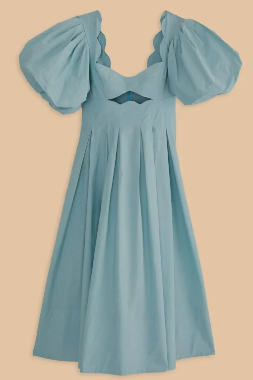  GREY BLUE CUT OUT MIDI DRESS