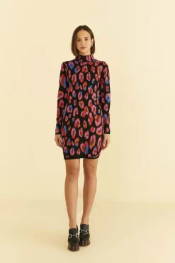  IRIDESCENT LEOPARDS KNIT MINI DRESS