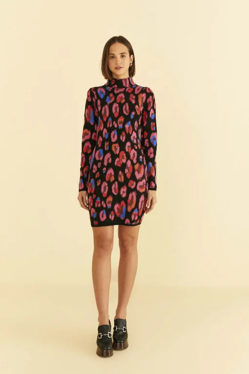  IRIDESCENT LEOPARDS KNIT MINI DRESS