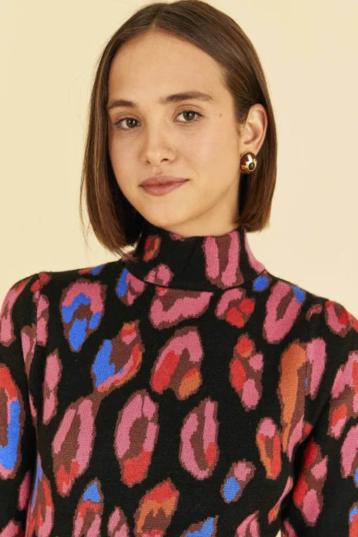  IRIDESCENT LEOPARDS KNIT MINI DRESS