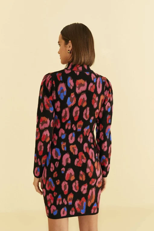  IRIDESCENT LEOPARDS KNIT MINI DRESS