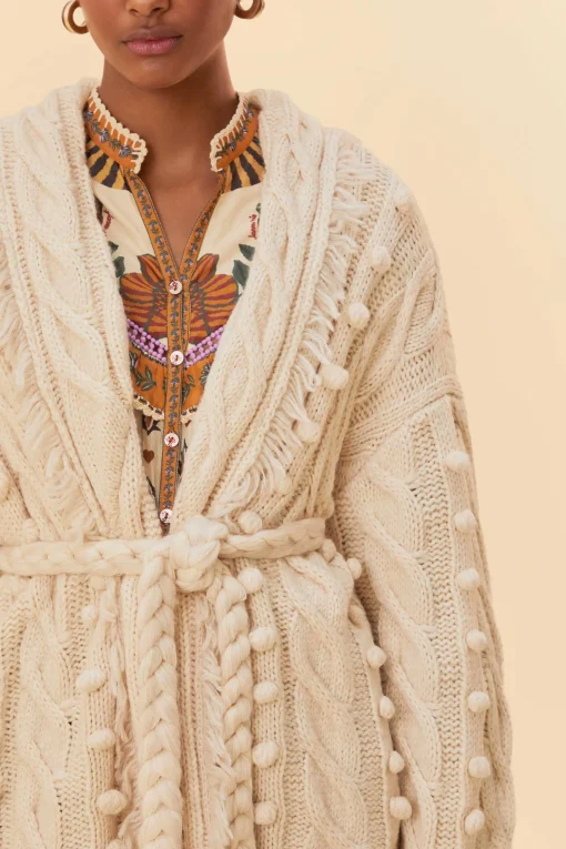  KHAKI BRAIDED KNIT CARDIGAN