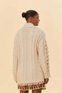  KHAKI BRAIDED KNIT CARDIGAN