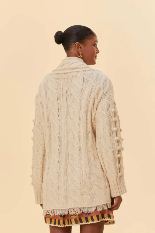  KHAKI BRAIDED KNIT CARDIGAN