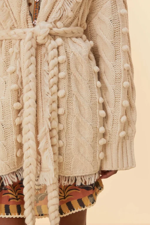  KHAKI BRAIDED KNIT CARDIGAN