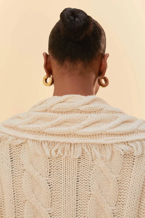  KHAKI BRAIDED KNIT CARDIGAN