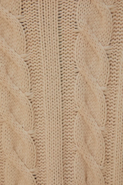  KHAKI BRAIDED KNIT CARDIGAN