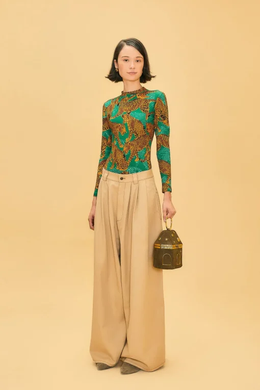  KHAKI LOW WAISTED PLEATED PANTS