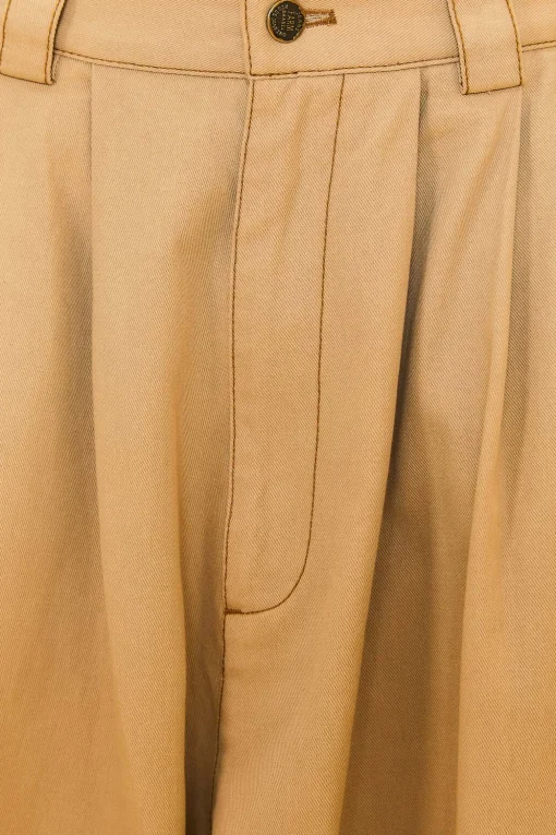  KHAKI LOW WAISTED PLEATED PANTS