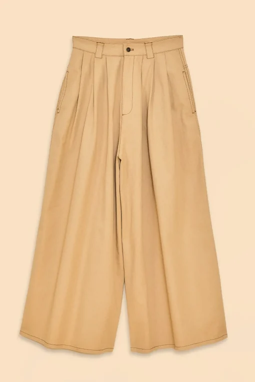  KHAKI LOW WAISTED PLEATED PANTS