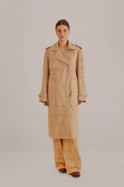  KHAKI PINEAPPLE COTTON EYELET TRENCH COAT