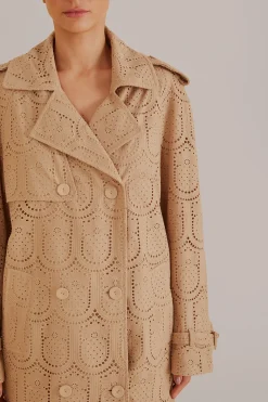  KHAKI PINEAPPLE COTTON EYELET TRENCH COAT