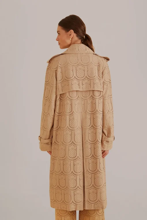  KHAKI PINEAPPLE COTTON EYELET TRENCH COAT