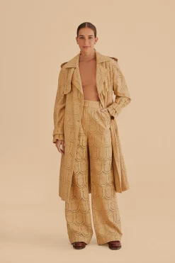  KHAKI PINEAPPLE EYELET PANTS