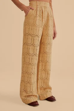  KHAKI PINEAPPLE EYELET PANTS