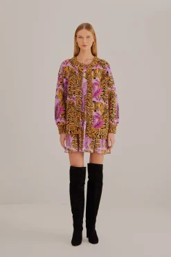  LAVENDER TIGER LEAVES KNIT CARDIGAN