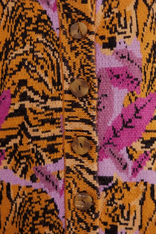  LAVENDER TIGER LEAVES KNIT CARDIGAN