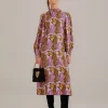  LAVENDER TIGER LEAVES MIDI DRESS