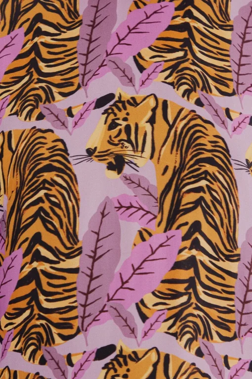  LAVENDER TIGER LEAVES MIDI DRESS