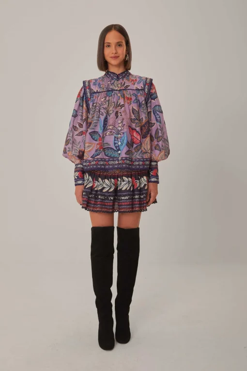  LAVENDER WILD NIGHT LONG SLEEVE BLOUSE