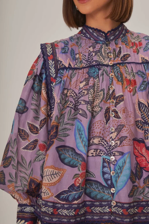  LAVENDER WILD NIGHT LONG SLEEVE BLOUSE