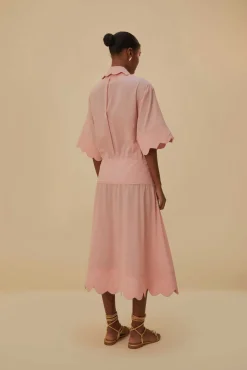 LIGHT PINK HEART DETAILED MIDI DRESS