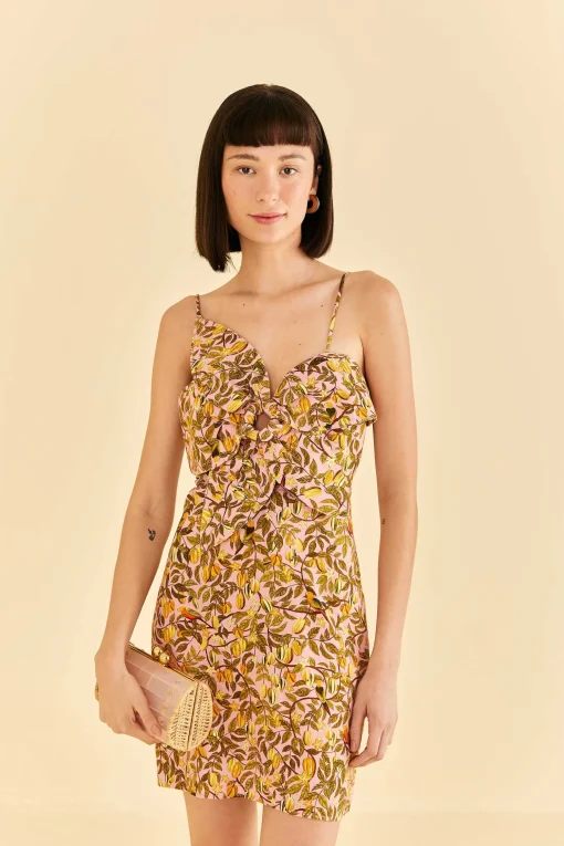  LIGHT PINK STAR FRUIT FLOWER MINI DRESS