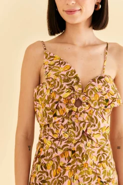  LIGHT PINK STAR FRUIT FLOWER MINI DRESS