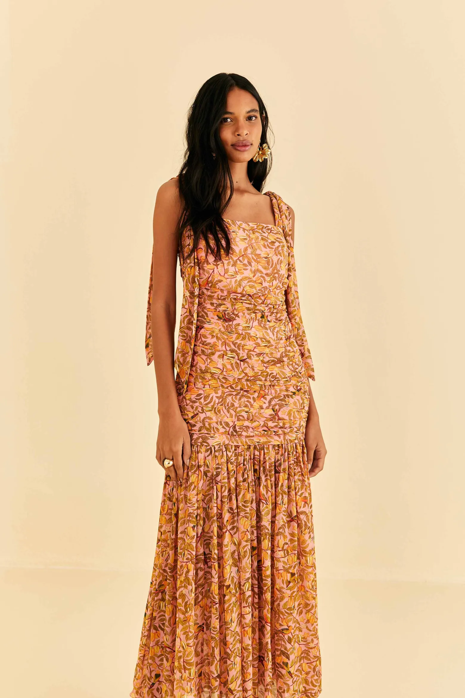 LIGHT PINK STAR FRUIT MIDI DRESS