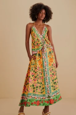  LIGHT YELLOW HEART IVY MIDI SKIRT