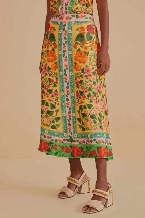  LIGHT YELLOW HEART IVY MIDI SKIRT