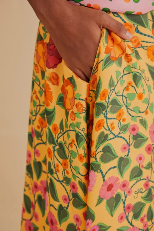  LIGHT YELLOW HEART IVY MIDI SKIRT
