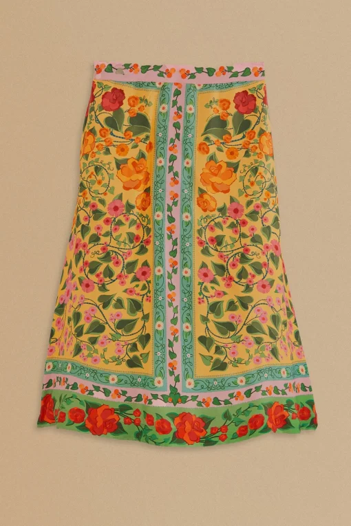  LIGHT YELLOW HEART IVY MIDI SKIRT