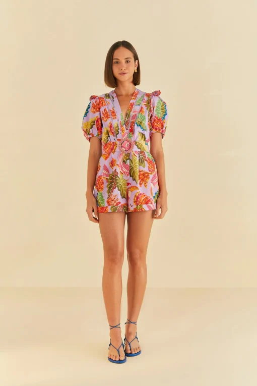  LILAC BEAKS &AMP; BANANAS V NECK ROMPER