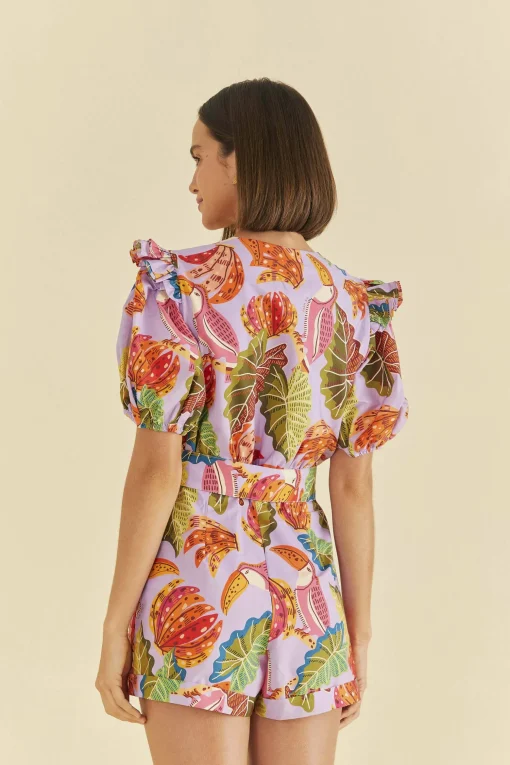  LILAC BEAKS &AMP; BANANAS V NECK ROMPER