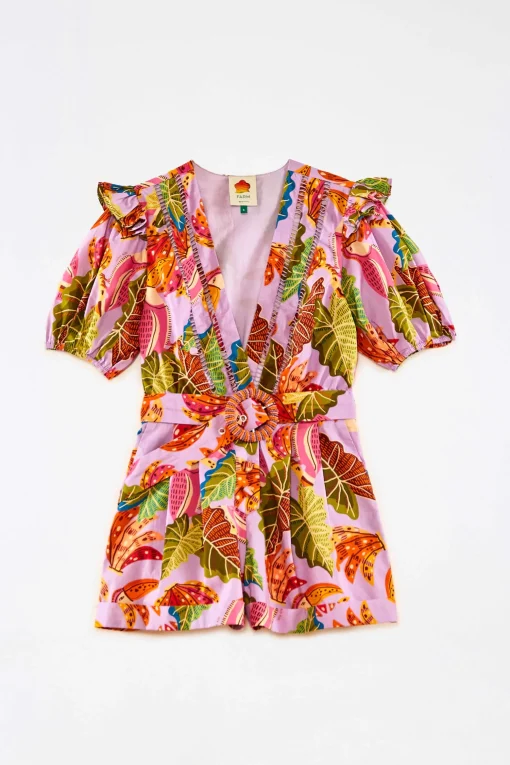  LILAC BEAKS &AMP; BANANAS V NECK ROMPER