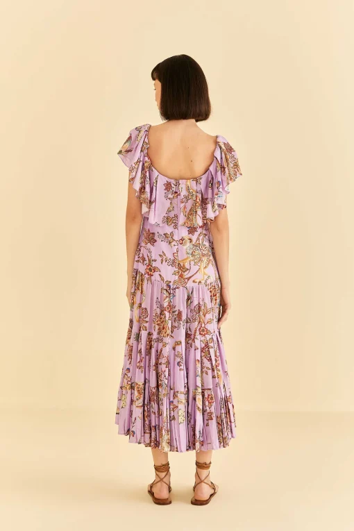  LILAC FLORAL MONKEY SHORT SLEEVE MAXI DRESS