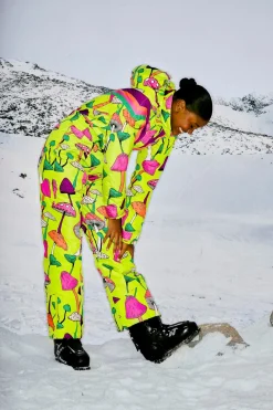  LIME GREEN NEW MUSHROOM SKI JUMPSUIT