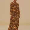  MALOCAS BEIGE LONG SLEEVE MIDI DRESS
