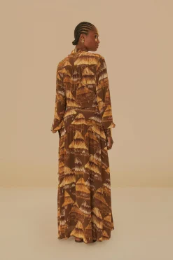  MALOCAS BEIGE LONG SLEEVE MIDI DRESS