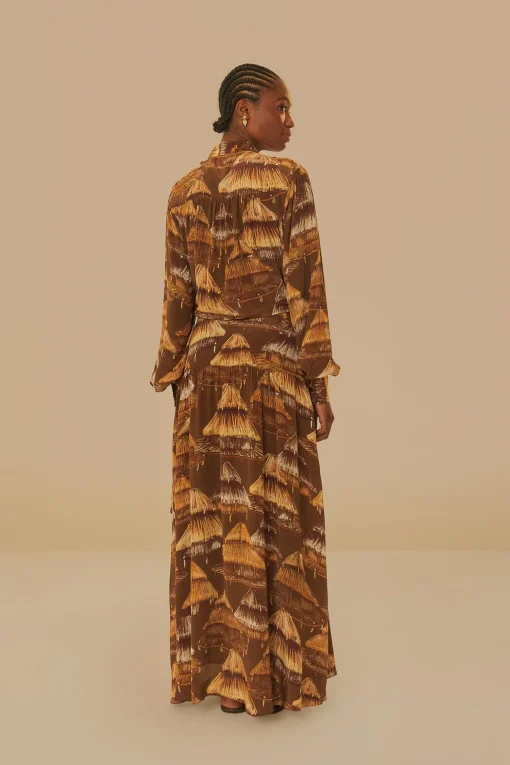  MALOCAS BEIGE LONG SLEEVE MIDI DRESS