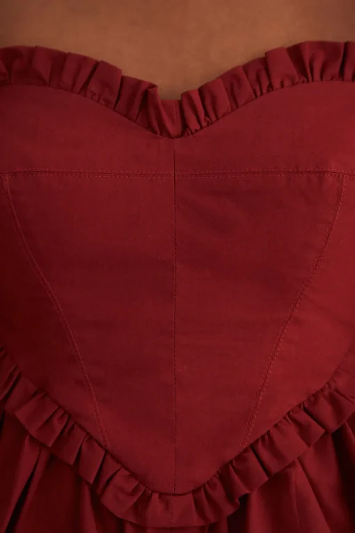  MARSALA HEART SHAPED PUFF SLEEVE BLOUSE