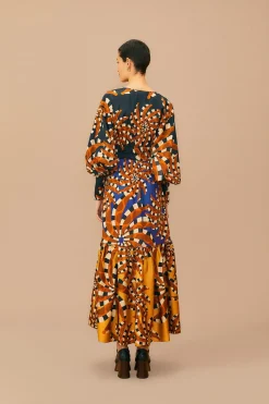  MIXED BANANADA LONG SLEEVE MAXI DRESS