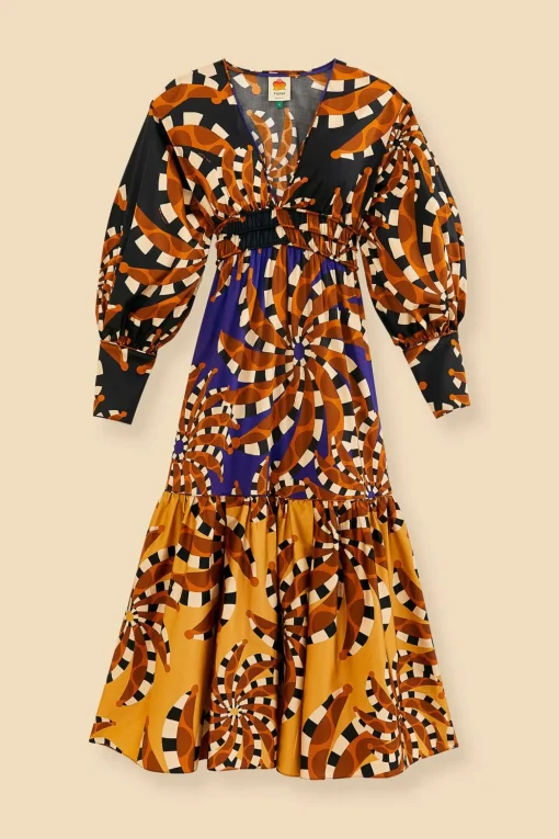  MIXED BANANADA LONG SLEEVE MAXI DRESS