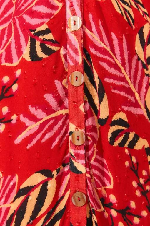  MIXED FLORAL PRINTS LONG SLEEVE MAXI DRESS
