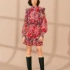  MIXED FLORAL RUFFLE MINI DRESS